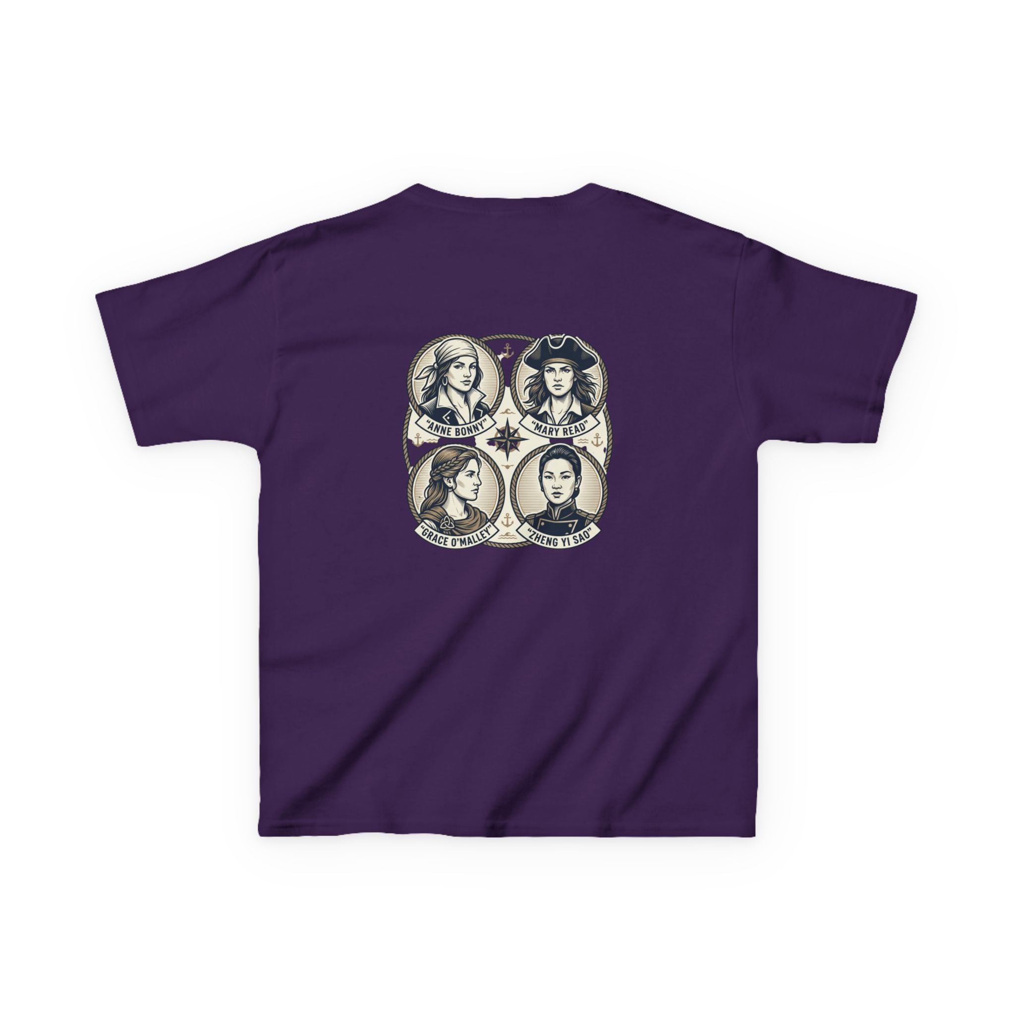 Kids Tee — 'Great Female Pirates' Illustration Back Print