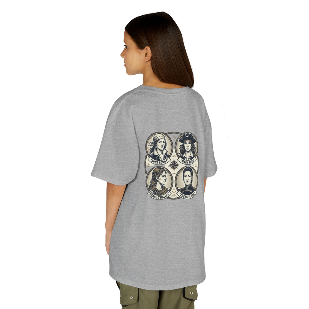 Kids Tee — 'Great Female Pirates' Illustration Back Print