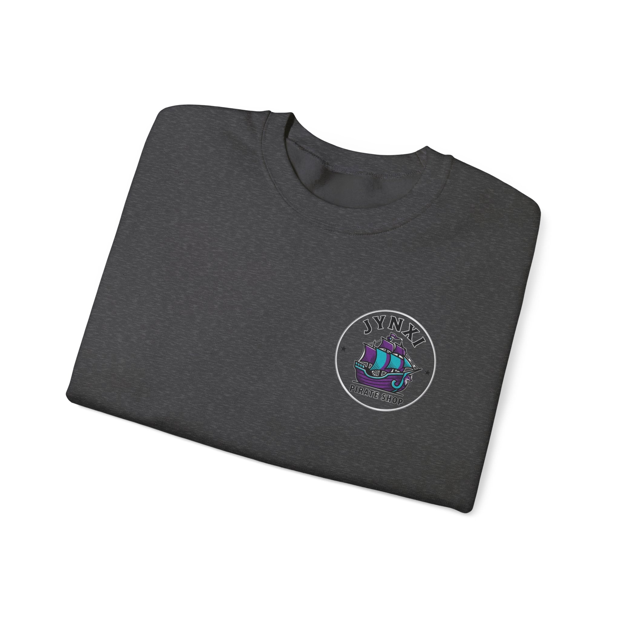 Pirate Ship Crewneck Sweatshirt — “JYNXI Pirate Shop” Logo