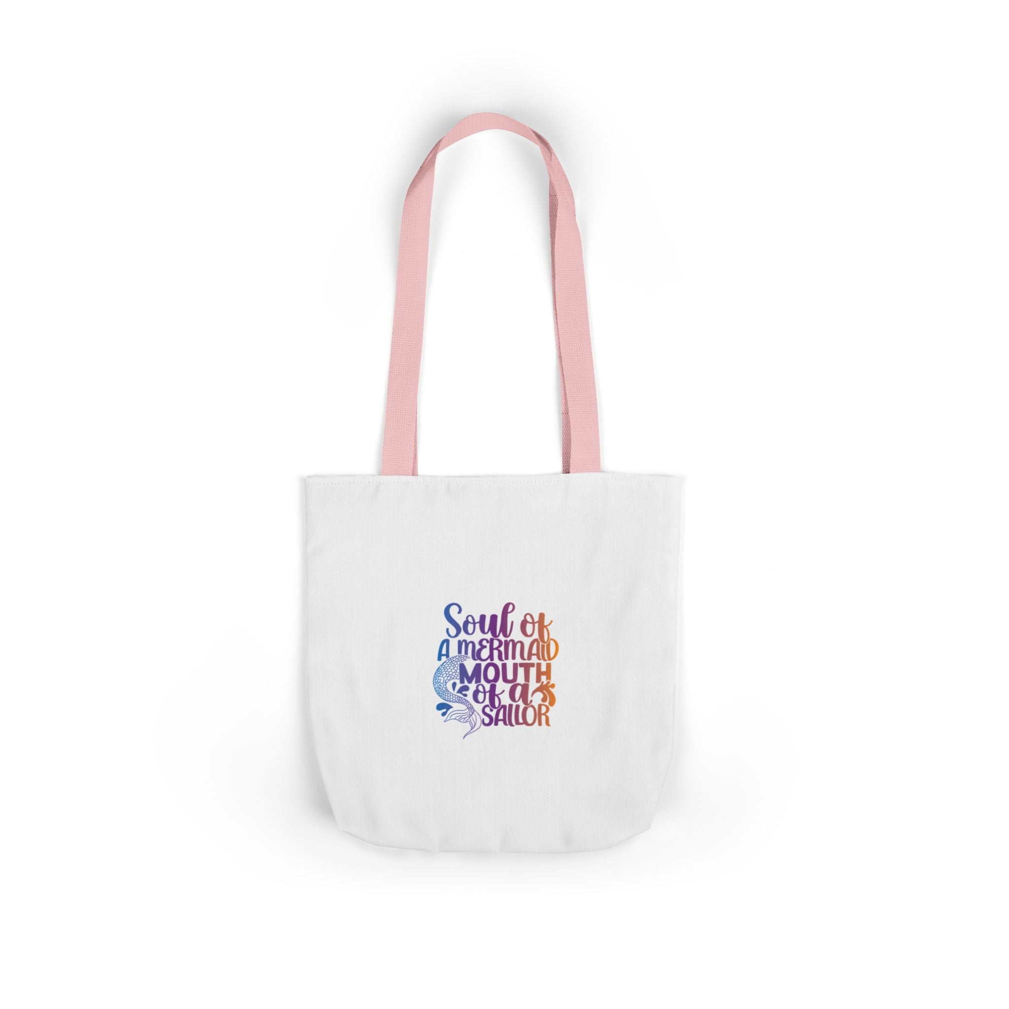 Soul of a Mermaid Colorful Script Canvas Tote Bag