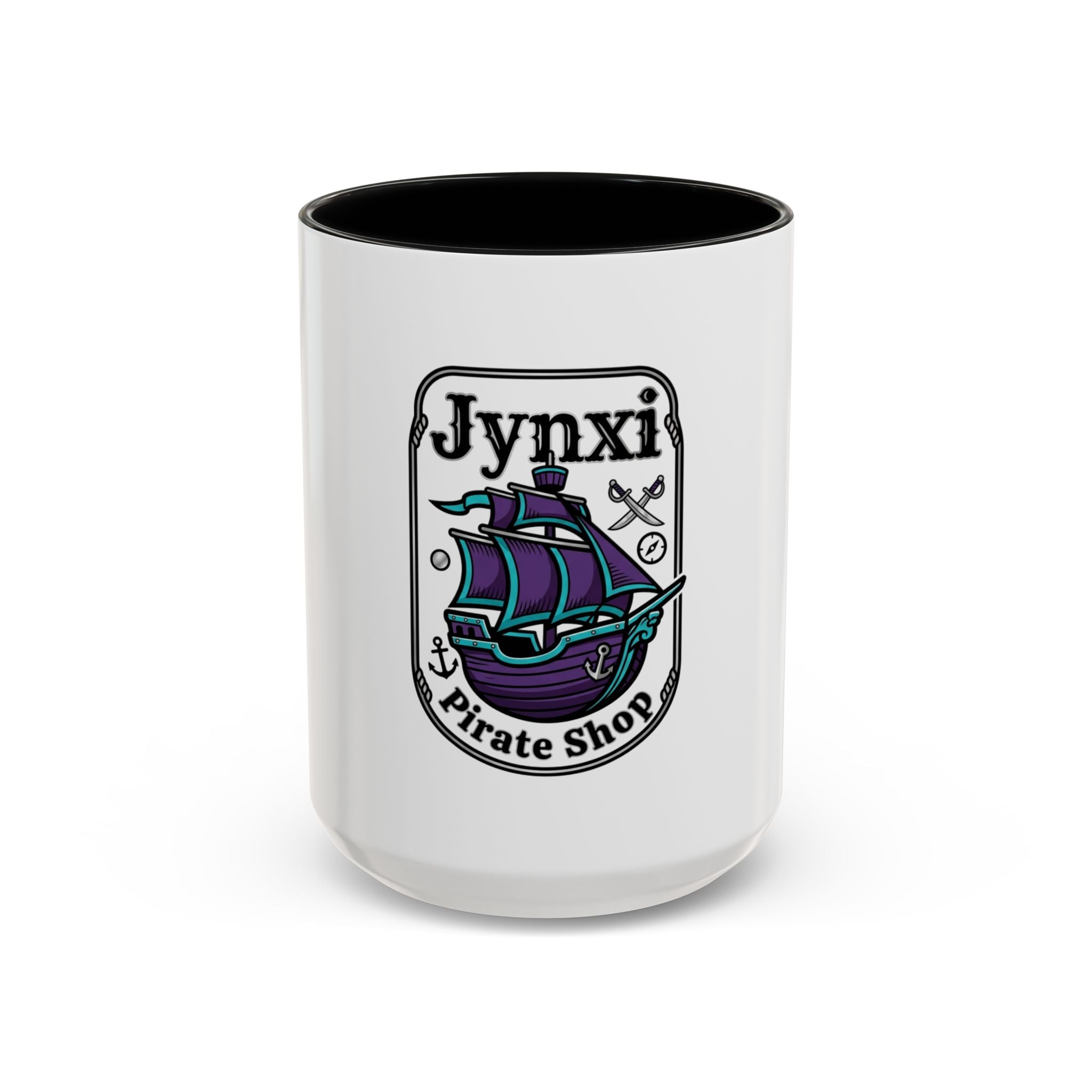 Jynxi Pirate Shop Accent Coffee Mug – Nautical Ship Logo Ceramic Mug (11/15oz)