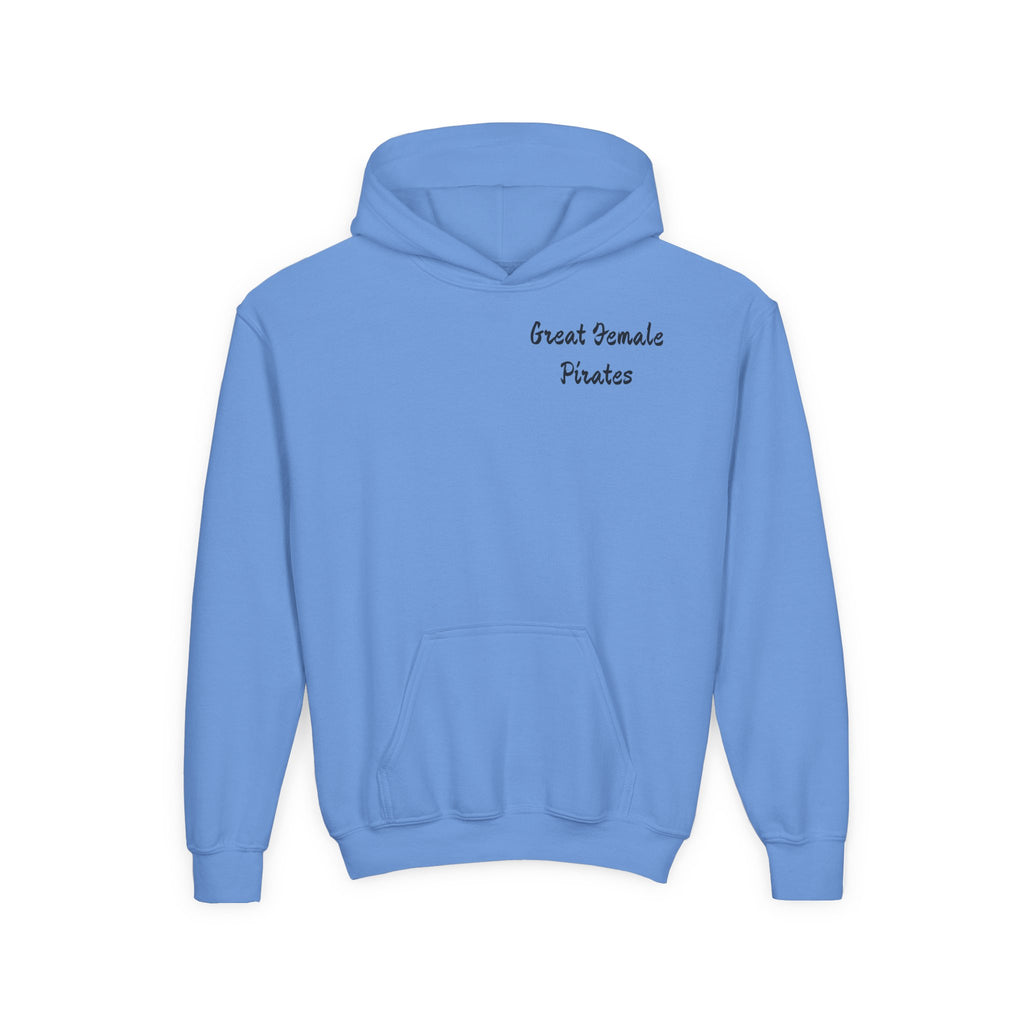 Youth Hoodie — 'Great Female Pirates' Illustrated Back Graphic