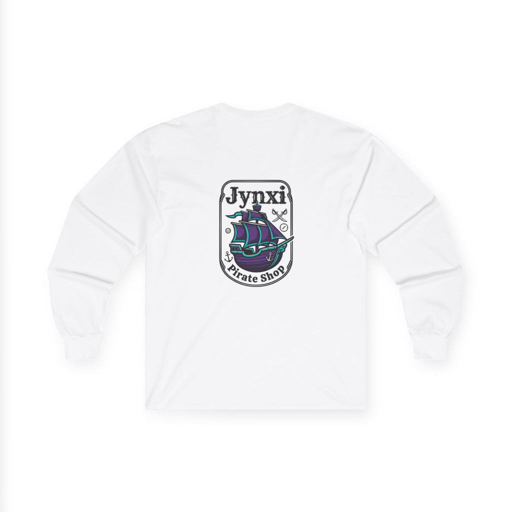 Pirate Ship Long Sleeve Tee — "Jynxi Pirate Shop" Graphic