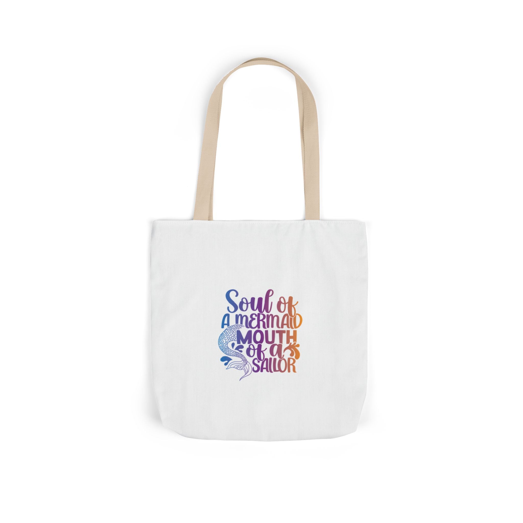 Soul of a Mermaid Colorful Script Canvas Tote Bag