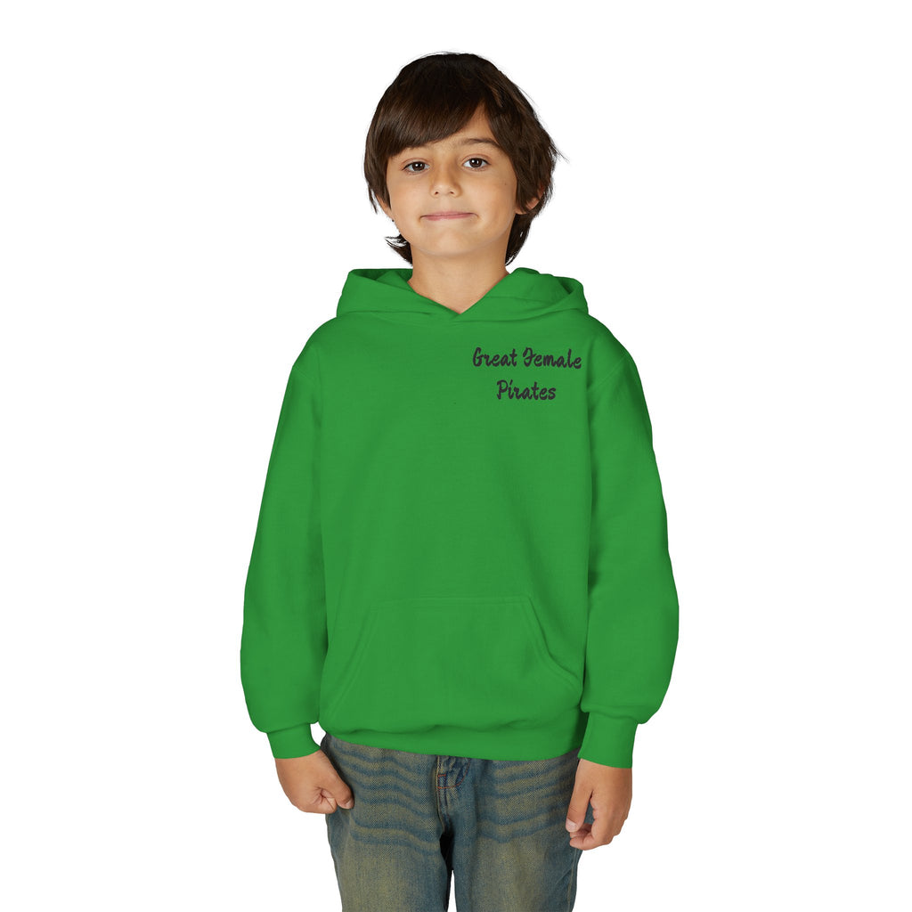 Youth Hoodie — 'Great Female Pirates' Illustrated Back Graphic