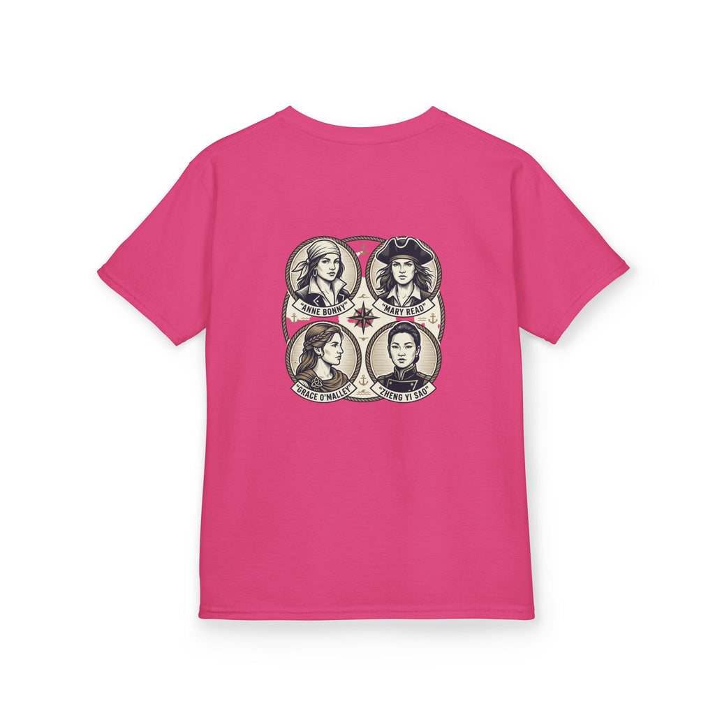 Kids Tee — 'Great Female Pirates' Illustration Back Print