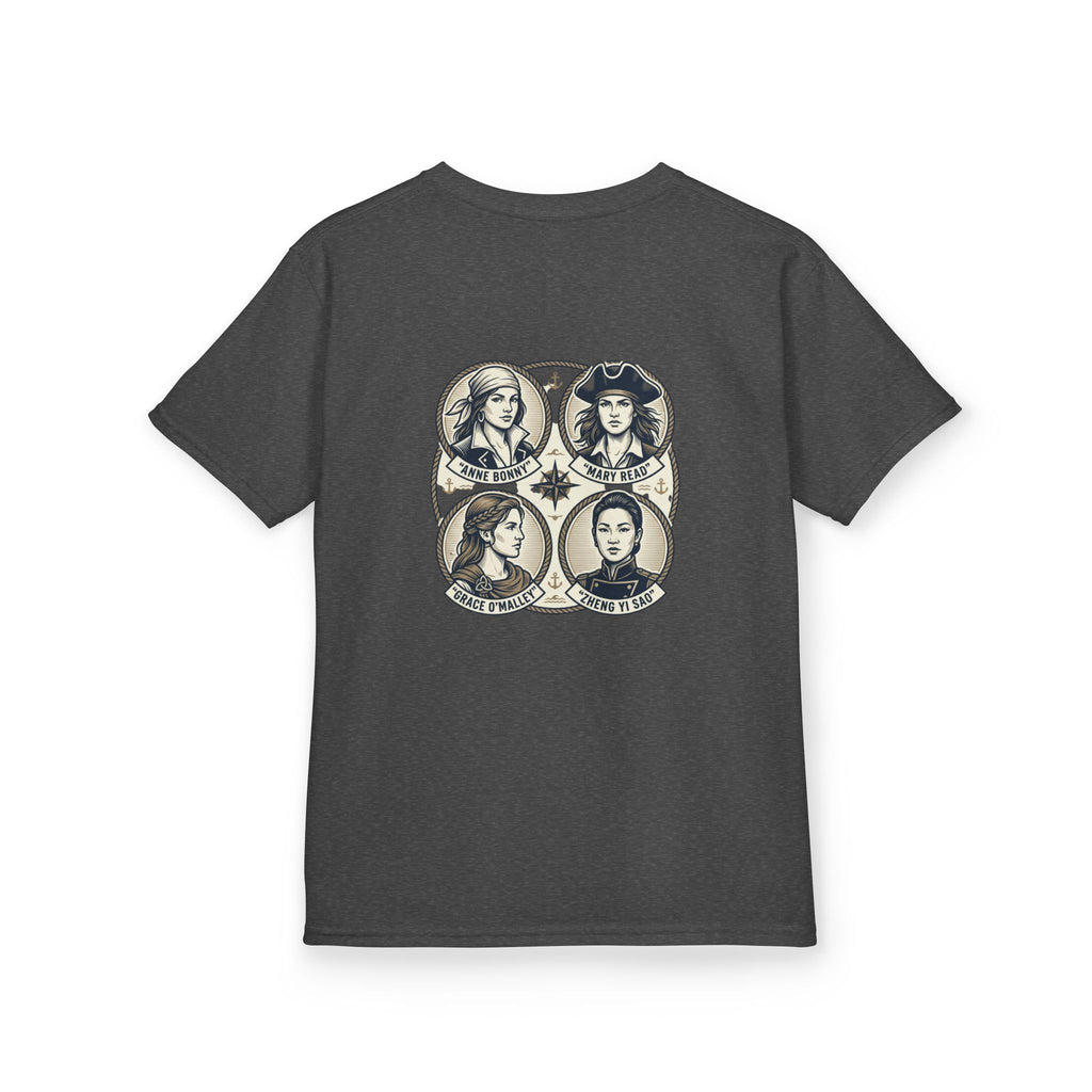 Kids Tee — 'Great Female Pirates' Illustration Back Print
