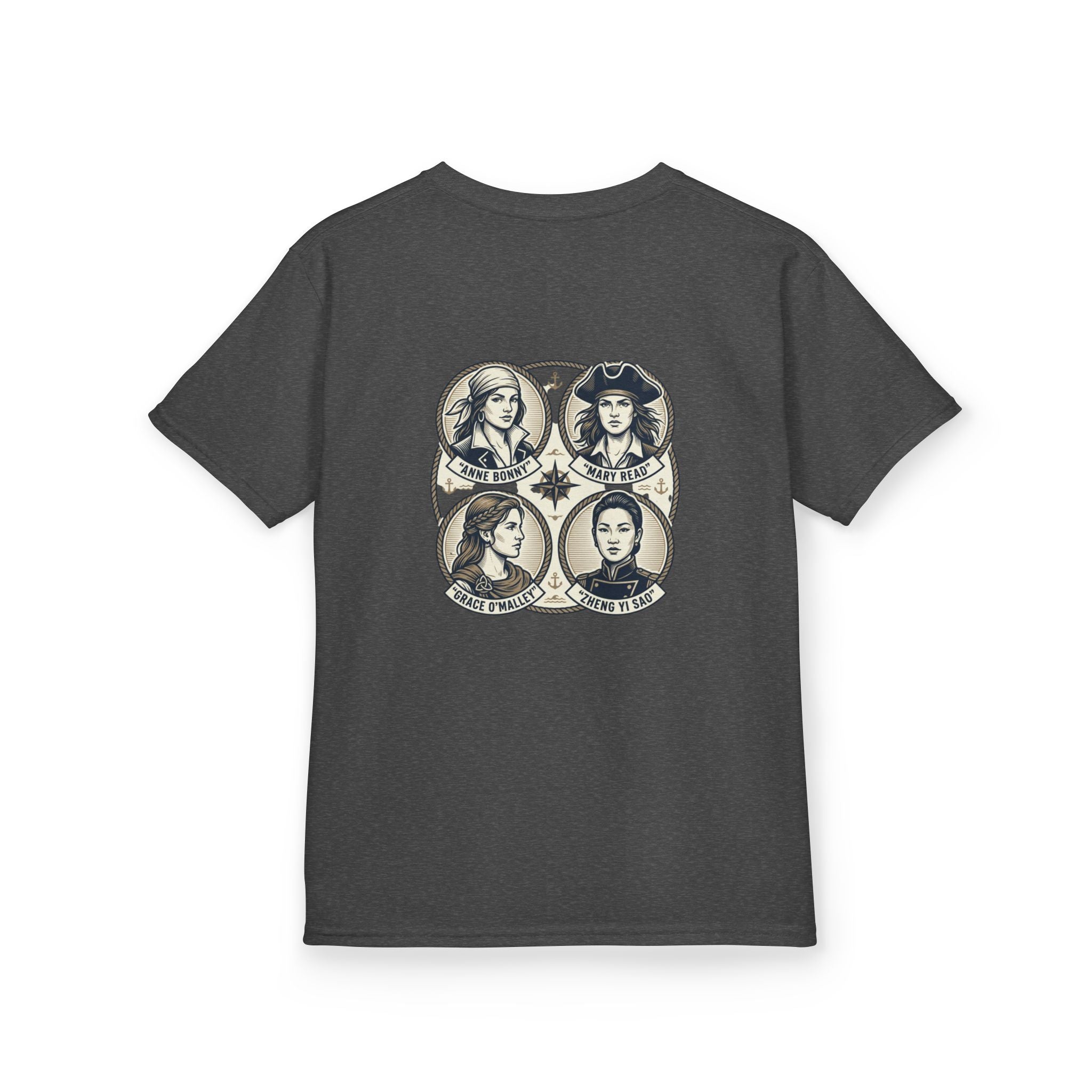Kids Tee — 'Great Female Pirates' Illustration Back Print