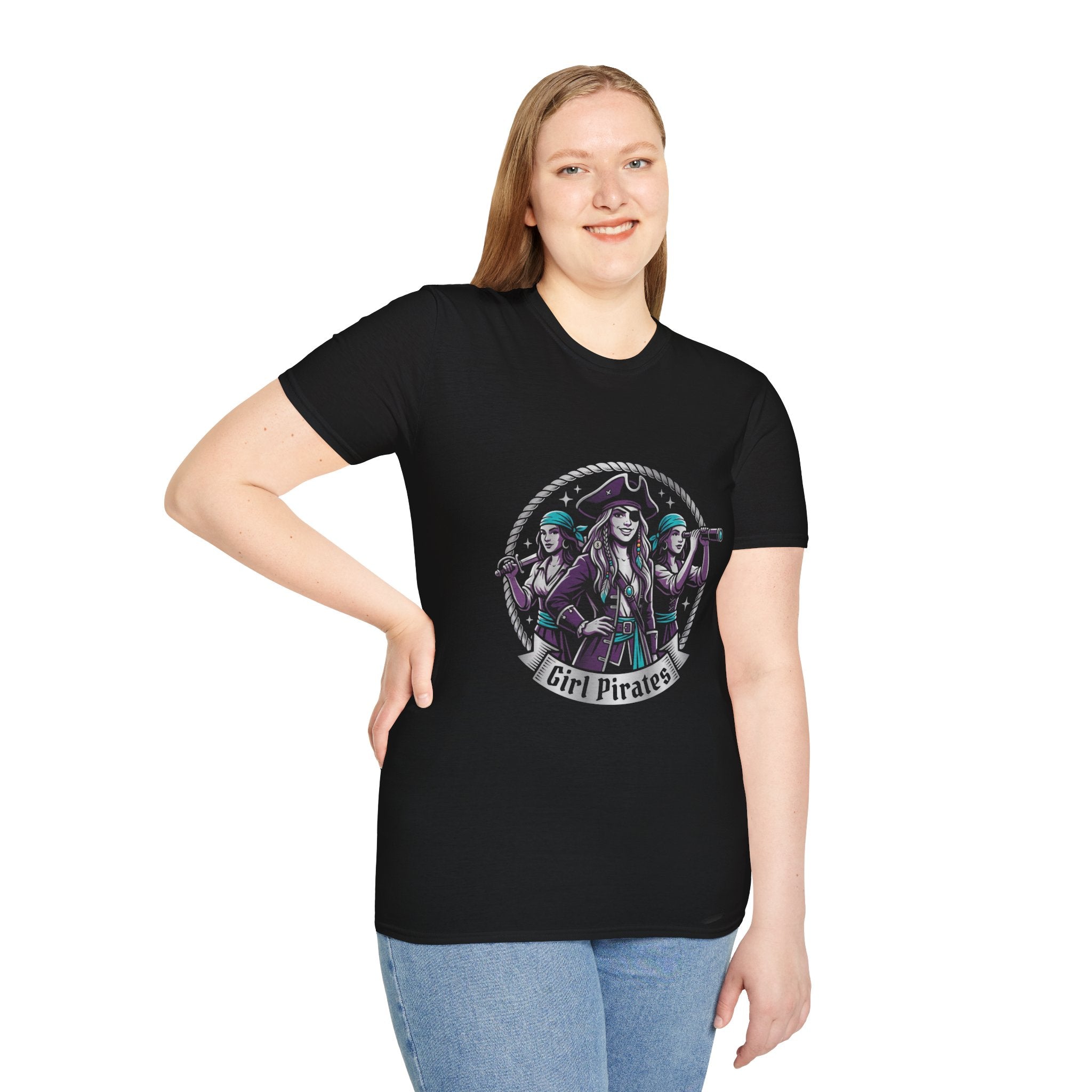 Girl Pirates Graphic T-Shirt — Pirate Crew Vintage Illustration Tee