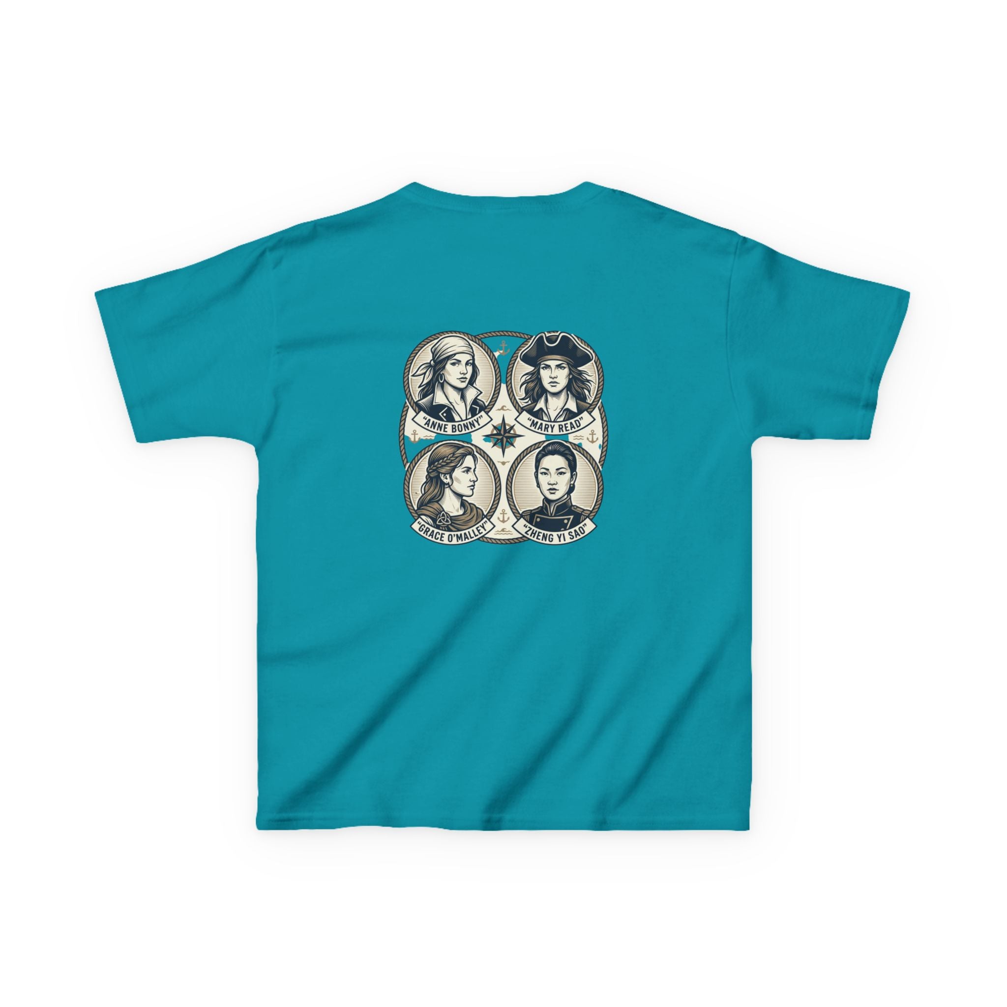 Kids Tee — 'Great Female Pirates' Illustration Back Print