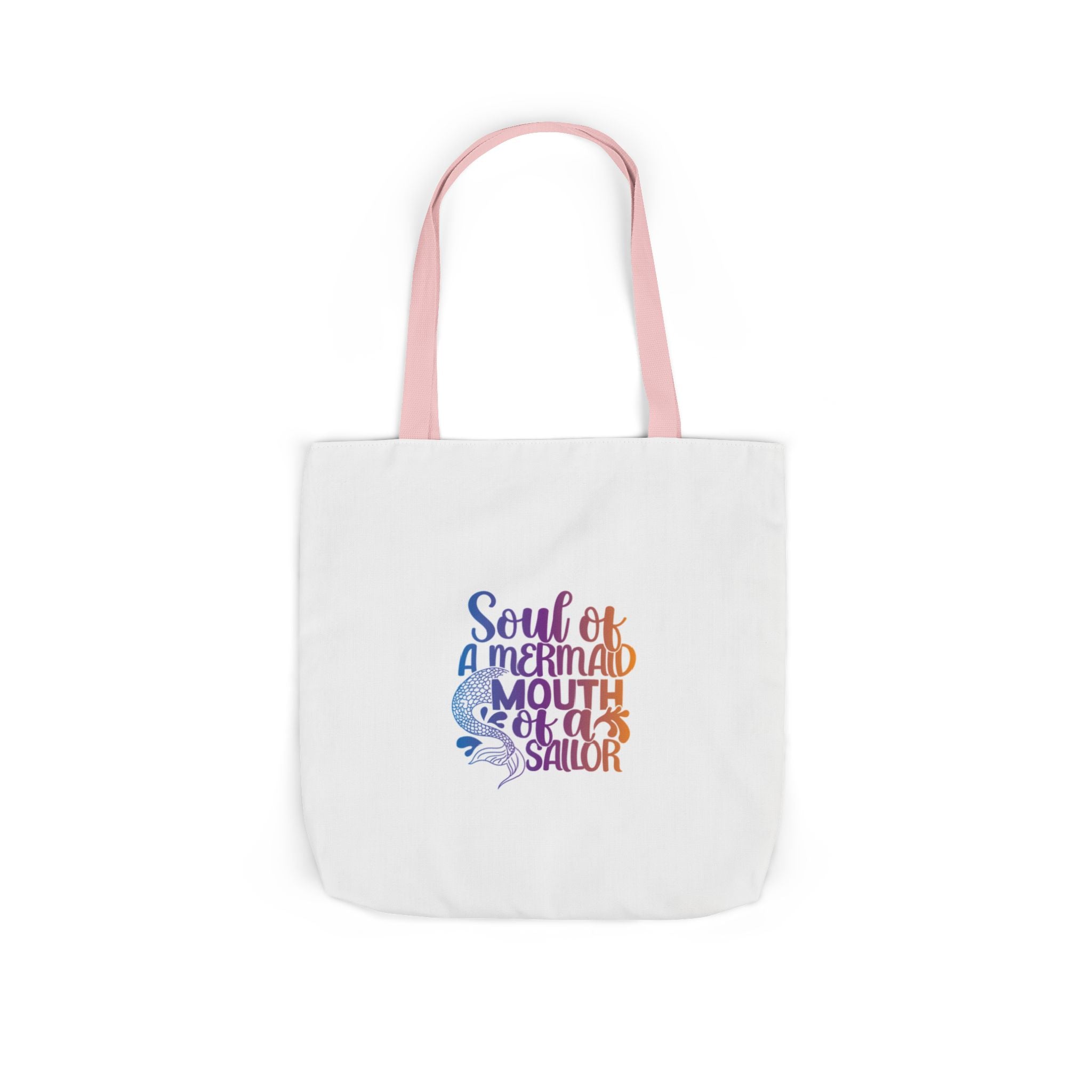 Soul of a Mermaid Colorful Script Canvas Tote Bag