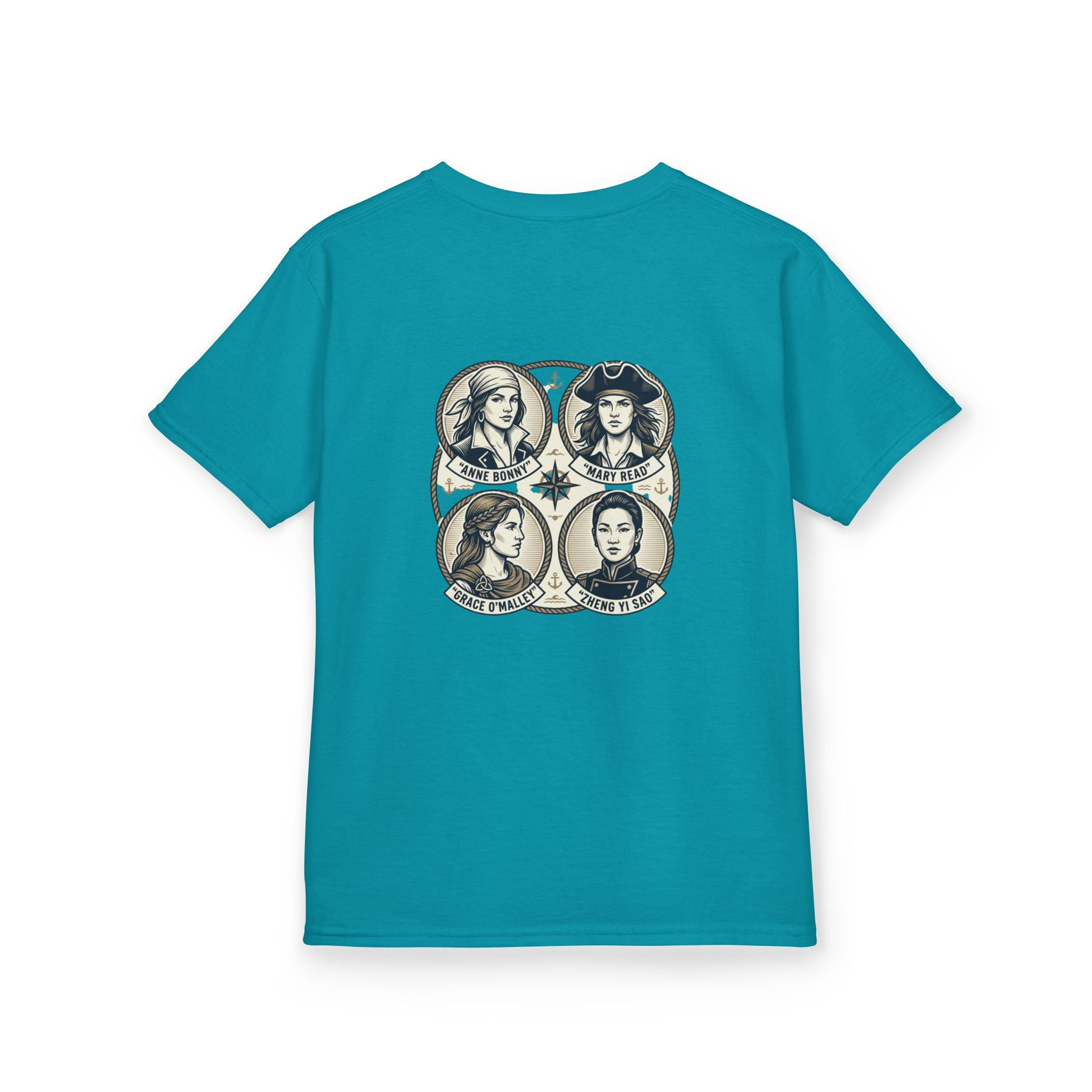 Kids Tee — 'Great Female Pirates' Illustration Back Print
