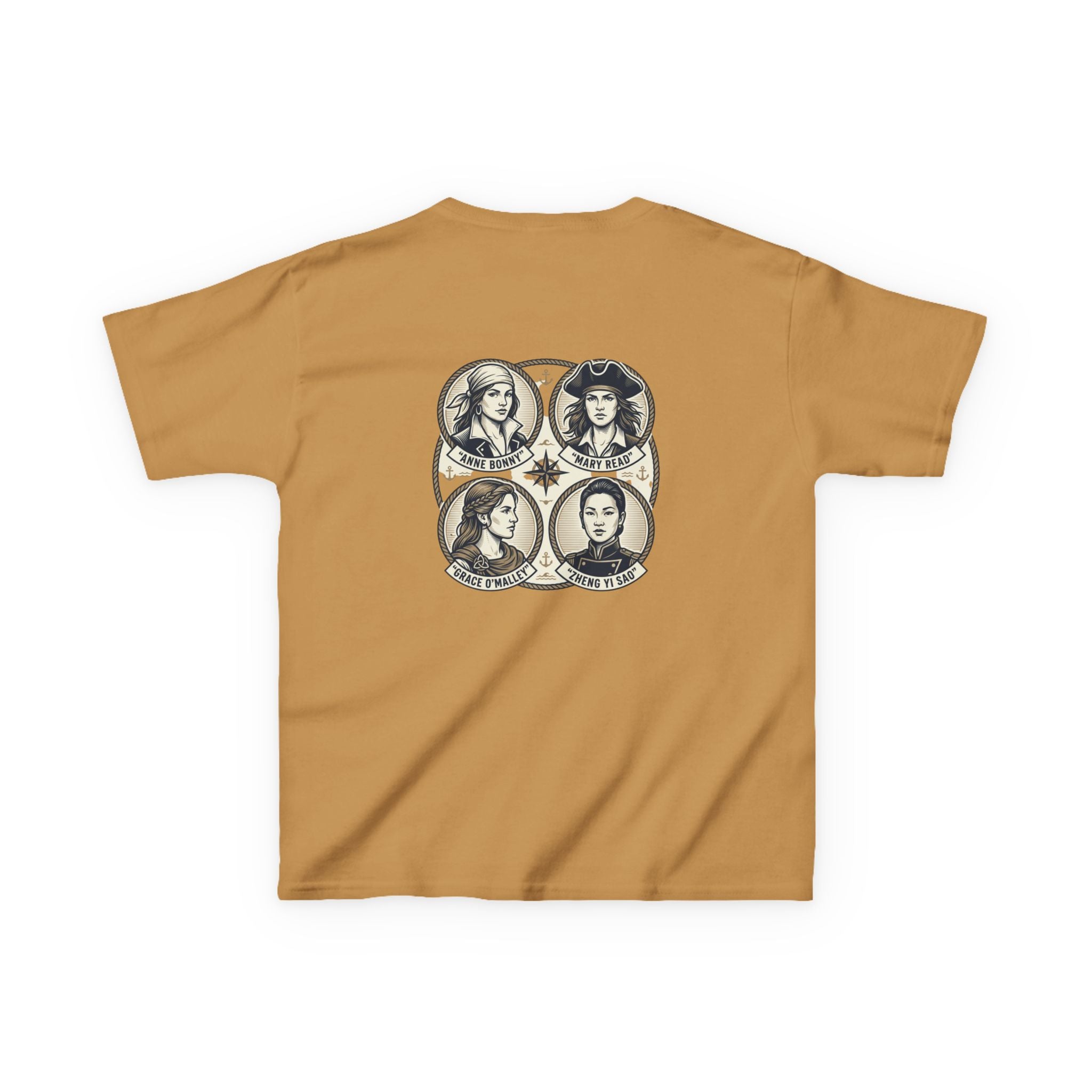 Kids Tee — 'Great Female Pirates' Illustration Back Print