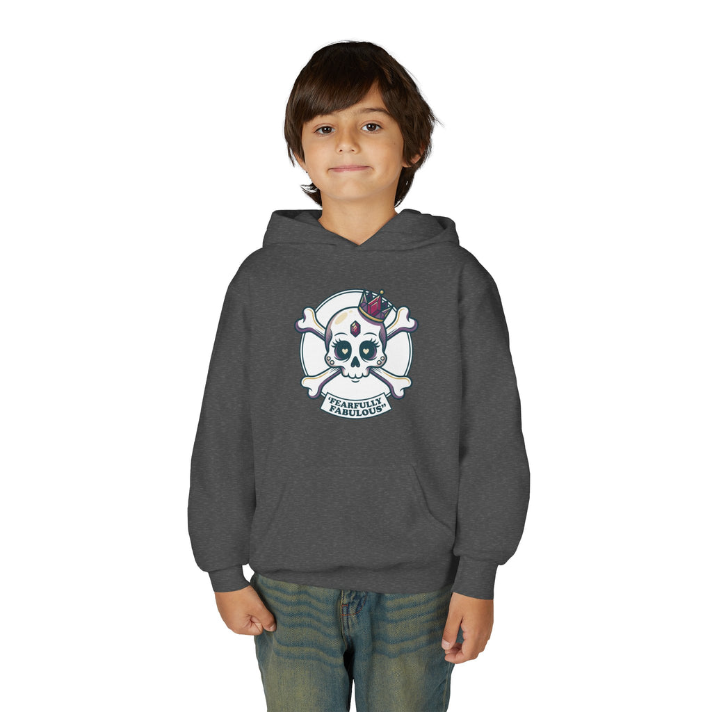 Youth Skull & Crossbones Hoodie — 'Fearfully Fabulous' Cute Gothic Kids Sweatshirt