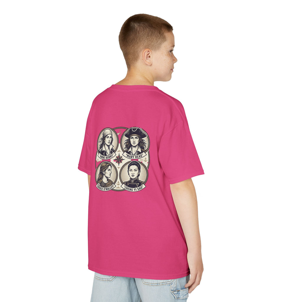 Kids Tee — 'Great Female Pirates' Illustration Back Print