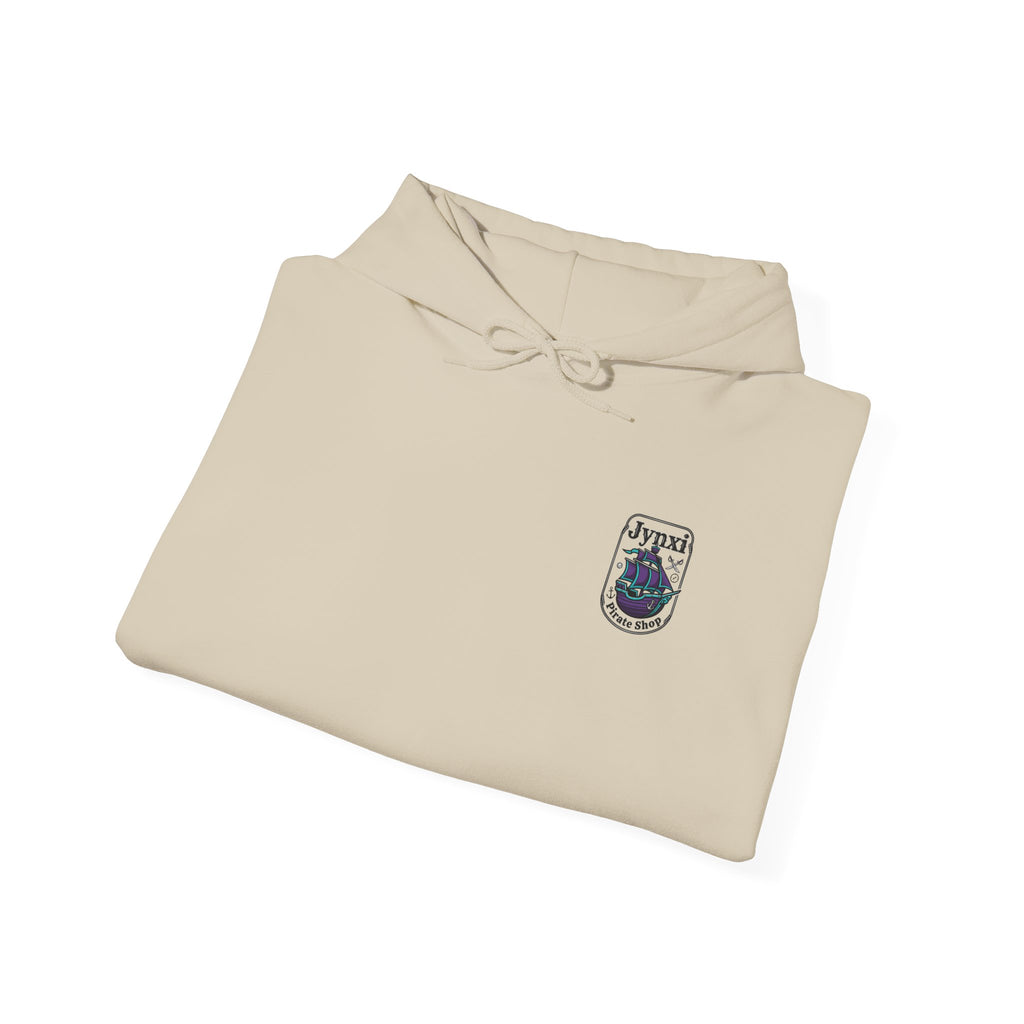 Pirate Ship Hoodie — "Jynxi Pirate Shop" Crest Pullover